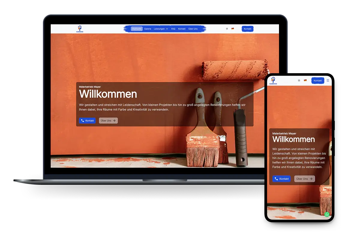 Das große Titelbild der Maler-Portfolio-Webseite